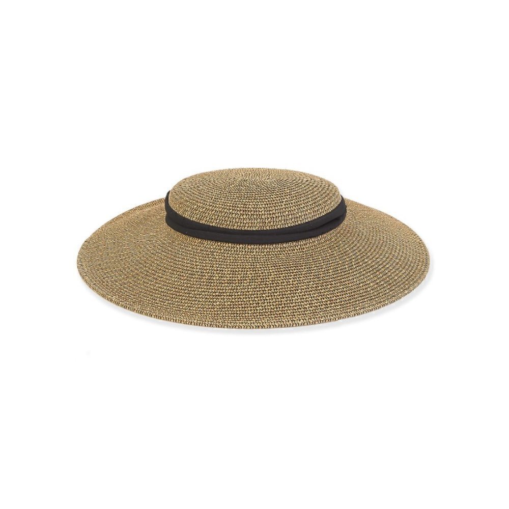 Sun N Sand Paper Braid Collapsible Crown Floppy 4" Brim Summer Women's Brown Hat - Picture 7 of 7